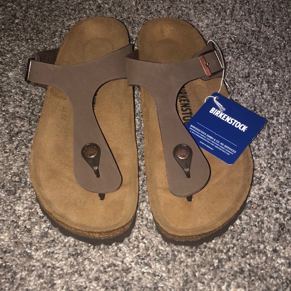NEW Birkenstock Gizeh Sandals Birkibuc/Mocha Sz39
